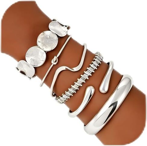 ILGANT Gold Bangle Bracelets for Women Gold Plated Chunky Cuff Bangle Bracelet Stackable Multi Layer Bangles Fashion Jewelry Set in Saudi Arabia