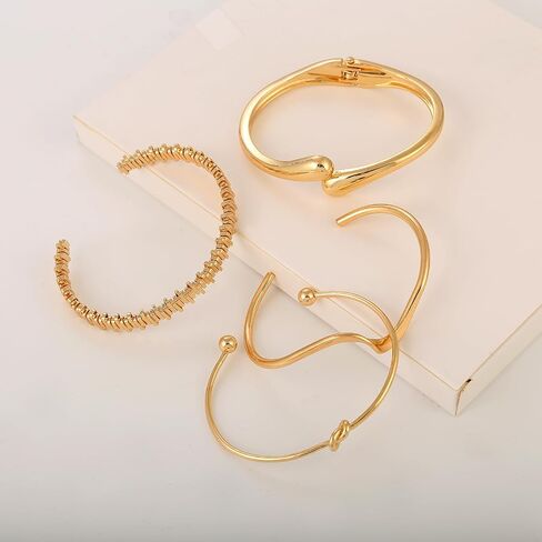 ILGANT Gold Bangle Bracelets for Women Gold Plated Chunky Cuff Bangle Bracelet Stackable Multi Layer Bangles Fashion Jewelry Set in Saudi Arabia