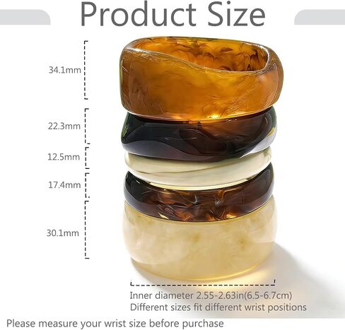 5 PCS Acrylic Resin Bracelet Set For Women Statement Chunky Bangle Bracelets Wide Plastic Irregular Brown Bracelets Colorful Bracelet Jewelry Gift in Kuwait