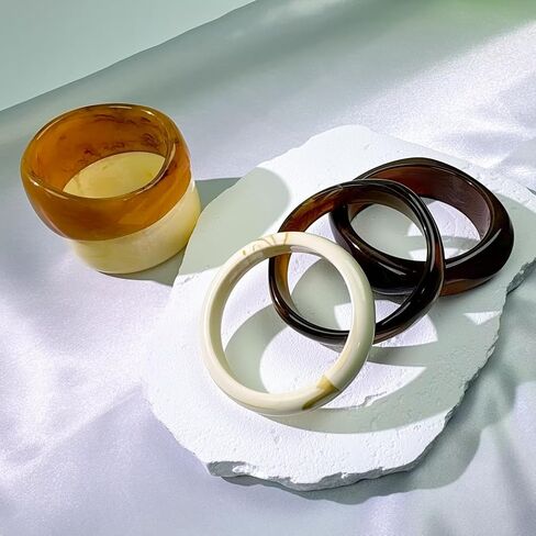 5 PCS Acrylic Resin Bracelet Set For Women Statement Chunky Bangle Bracelets Wide Plastic Irregular Brown Bracelets Colorful Bracelet Jewelry Gift in Kuwait