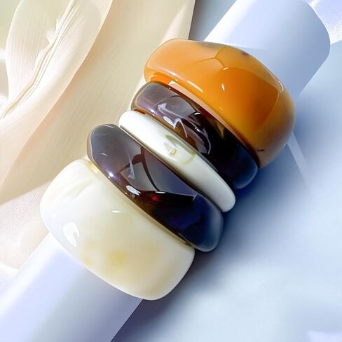 5 PCS Acrylic Resin Bracelet Set For Women Statement Chunky Bangle Bracelets Wide Plastic Irregular Brown Bracelets Colorful Bracelet Jewelry Gift in Kuwait