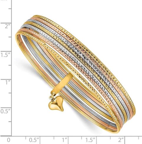 Solid 14k Gold Tri-Color Slip On 7 Bangle Bracelets 8" (1mm) in Kuwait