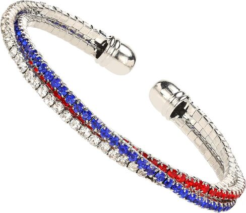 pVq American Flag USA Bracelet for Women Cuff Bracelet Red Blue White Crystal Rhinestone Bangle Patriotic Jewelry 4th of July Independence Day Gift in Saudi Arabia