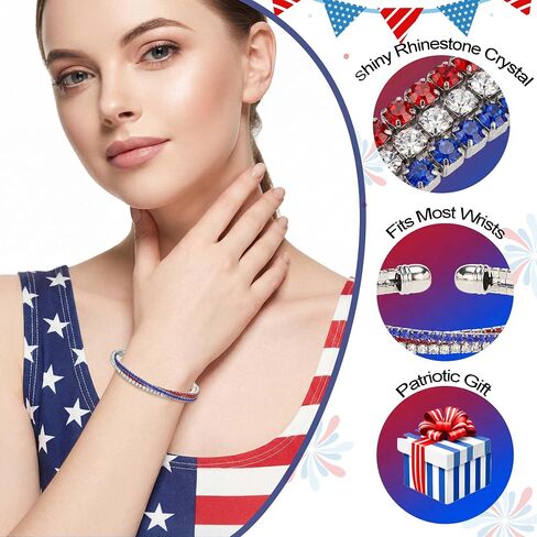 pVq American Flag USA Bracelet for Women Cuff Bracelet Red Blue White Crystal Rhinestone Bangle Patriotic Jewelry 4th of July Independence Day Gift in Saudi Arabia