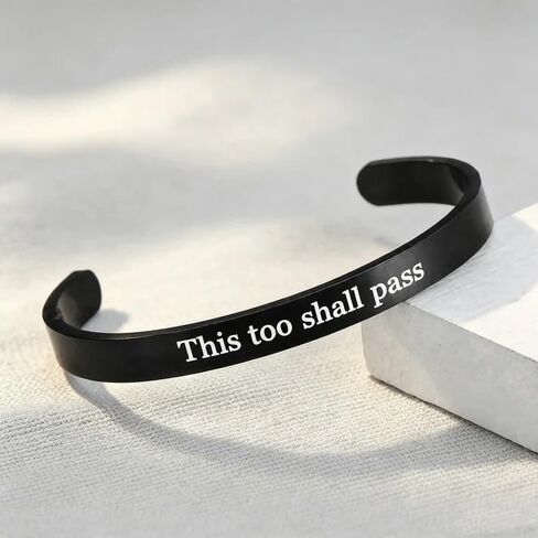 This Too Shall Pass Mantra Cuff Bracelet, BUT FUCKING HELL Engarved Motivational Color Cuff Bracelet, Hidden Message Encouragement Jewelry Gifts for Women in Saudi Arabia
