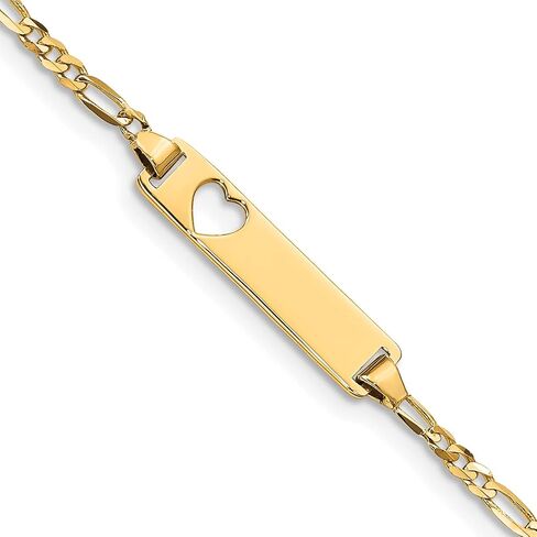 14k Solid Gold 6in Engraveable Plate with Stamped-Out Heart Baby/Child ID in Saudi Arabia