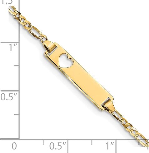 14k Solid Gold 6in Engraveable Plate with Stamped-Out Heart Baby/Child ID in Saudi Arabia