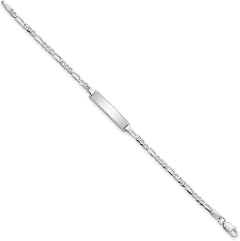 Solid 14k White Gold Figaro Link ID Bracelet (4.5mm) in Kuwait
