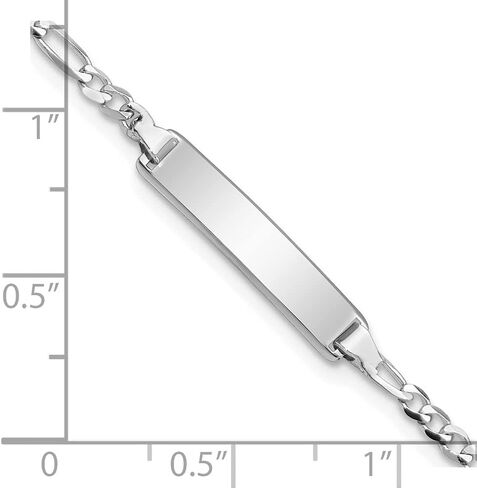 Solid 14k White Gold Figaro Link ID Bracelet (4.5mm) in Kuwait
