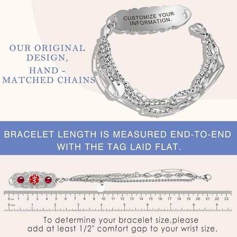 Custom Elegant Medical Alert Bracelets for Women with Free Engraving,Personalized Emergency Identification Blood Thinner Diabetes Epilepsy ID Bracelet Handmade Jewelry in Saudi Arabia