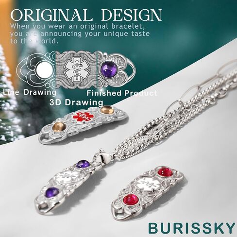 Custom Elegant Medical Alert Bracelets for Women with Free Engraving,Personalized Emergency Identification Blood Thinner Diabetes Epilepsy ID Bracelet Handmade Jewelry in Saudi Arabia