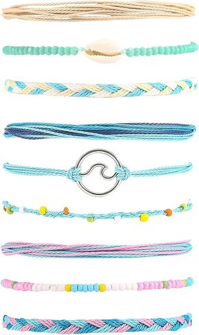 Surfer Wave Bracelets for Teen Girls Summer Beach Bracelets Handmade Braided Rope Friendship Bracelets Boho Adjustable Waterproof Bracelets for Women Beach Jewelry for Women in Kuwait