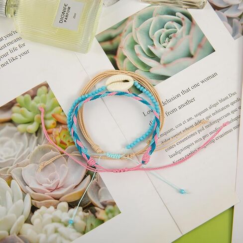Surfer Wave Bracelets for Teen Girls Summer Beach Bracelets Handmade Braided Rope Friendship Bracelets Boho Adjustable Waterproof Bracelets for Women Beach Jewelry for Women in Kuwait
