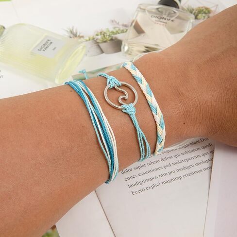Surfer Wave Bracelets for Teen Girls Summer Beach Bracelets Handmade Braided Rope Friendship Bracelets Boho Adjustable Waterproof Bracelets for Women Beach Jewelry for Women in Kuwait