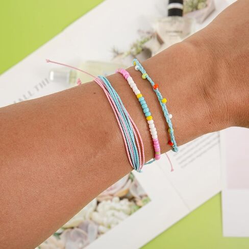 Surfer Wave Bracelets for Teen Girls Summer Beach Bracelets Handmade Braided Rope Friendship Bracelets Boho Adjustable Waterproof Bracelets for Women Beach Jewelry for Women in Kuwait