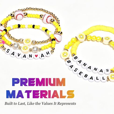 AICase for Savannah Merch Bananas Youth Gifts Inspired Bracelets 5 Pcs Stackable Stretch Beaded Friendship Baseball Bracelets Costume Shirt Jersey Hat Merchandise Gifts for Fans Women Birthday in Kuwait