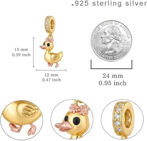Duck Charms 925 Sterling Silver Duck Charm for Bracelets Animals Charms Jewelry Gifts for Women in Kuwait