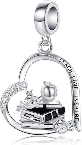 Bookish Charms 18K White Gold Plated Book Charms For Bracelets Teacher Jewelry Gifts for Women Mom Book Lover in Saudi Arabia