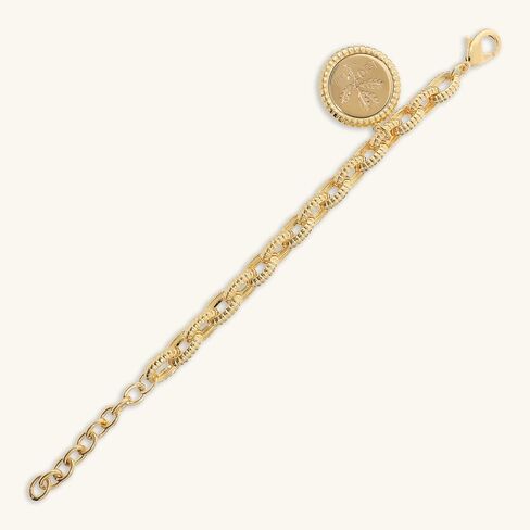 etrusca GIOIELLI 18k Gold Plated Bracelet for Women with Coin – Oval Link Bracelet – Women's Jewelry Made in Italy – Elegant Gift for Birthdays, Anniversaries, Women's Day, Mother's Day in Saudi Arabia