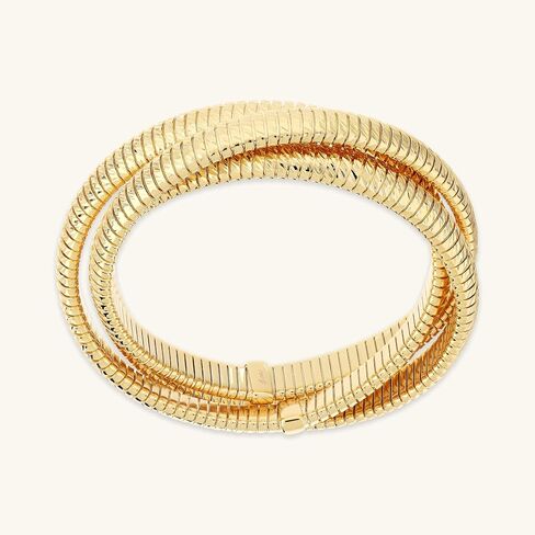 etrusca GIOIELLI Women's Tubogas Bracelet 18k Gold Plated – Hammered Stretch Bracelets for Women – Made in Italy Women's Jewelry – Elegant Gift for Birthdays, Anniversaries, Women's Day, Mother's Day in Saudi Arabia