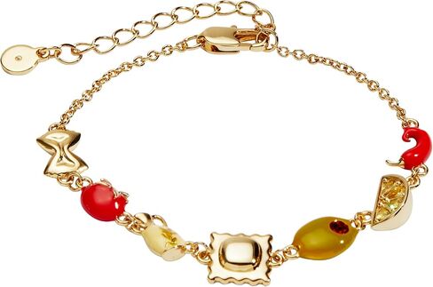 سوار خطي للسيدات من Alex and Ani Pasta | دلايات المينا | هدية لمحبي المعكرونة | قلادة الطعام الإيطالي | هدية إيطالية in Kuwait