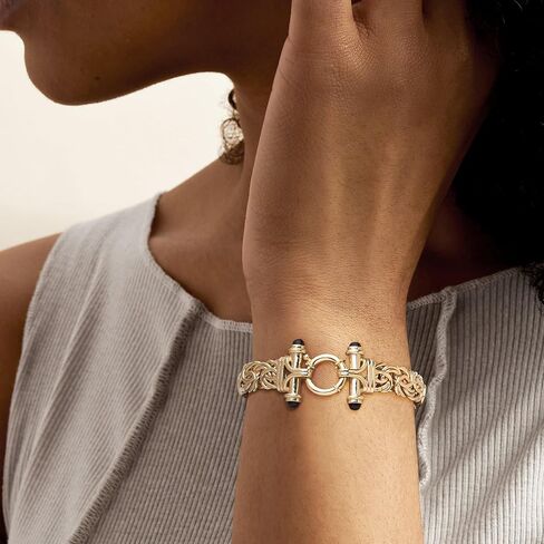 Ross-Simons 14kt Yellow Gold-Plated Byzantine Bracelet With Onyx in Saudi Arabia