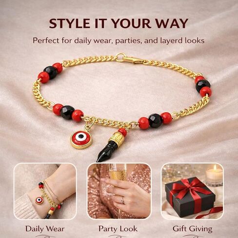 Azabache Evil Eye Style Elephant Bracelet, 14K Gold Plated Elephant Charm Jewelry for Women – Mal de Ojos in Saudi Arabia