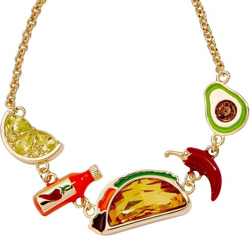 سوار Alex and Ani Taco Inline Charm | مطلي بالذهب والكريستال والمينا | سوار ساحر قابل للتعديل | سوار ساحر أنيق | هدية لمحبي التاكو in Kuwait