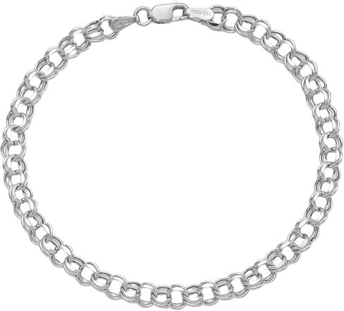 IceCarats 14K White Gold 4.5mm Cable Chain Link Charm Bracelet Lightweight, Diamond Cut in Saudi Arabia