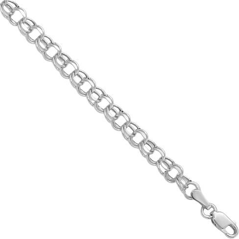 IceCarats 14K White Gold 4.5mm Cable Chain Link Charm Bracelet Lightweight, Diamond Cut in Saudi Arabia