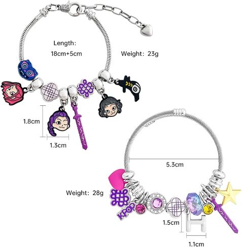 2PCS K.pop Charms Bracelet Set, Demon Movie Hunters Birthday Gift for Women, Friendship DIY Jewelry Merch for Fans in Saudi Arabia