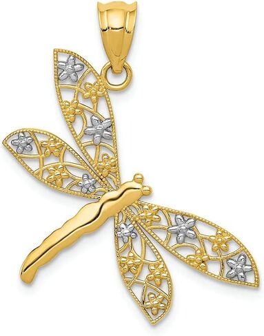 FJC Finejewelers 14k Yellow Gold with Rhodium Filigree Dragonfly Charm in Kuwait