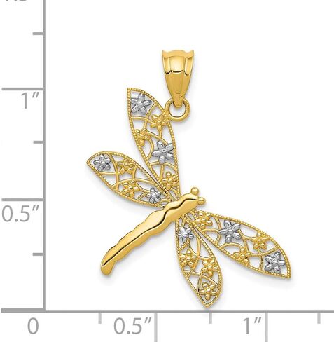 FJC Finejewelers 14k Yellow Gold with Rhodium Filigree Dragonfly Charm in Kuwait