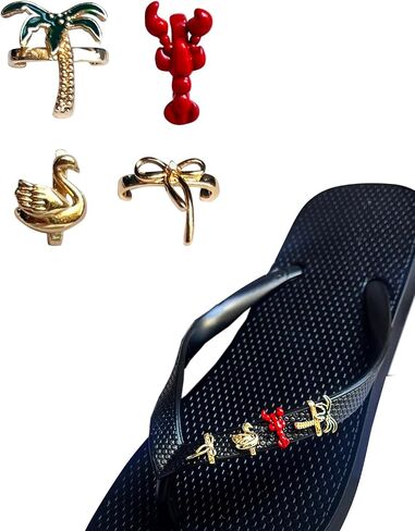 Detachable Charms for Flip Flops Sandals, Gold Plated Shoe Accessories, DIY Flip-Flops Slippers Strap Decoration Charms Kit in Saudi Arabia