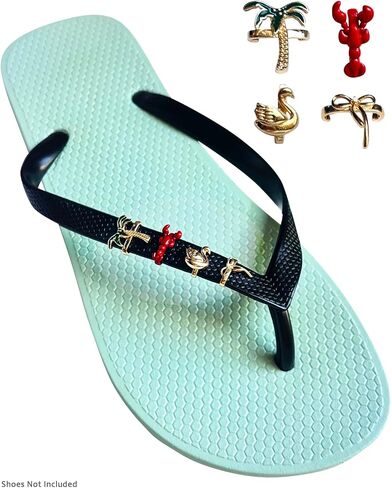 Detachable Charms for Flip Flops Sandals, Gold Plated Shoe Accessories, DIY Flip-Flops Slippers Strap Decoration Charms Kit in Saudi Arabia