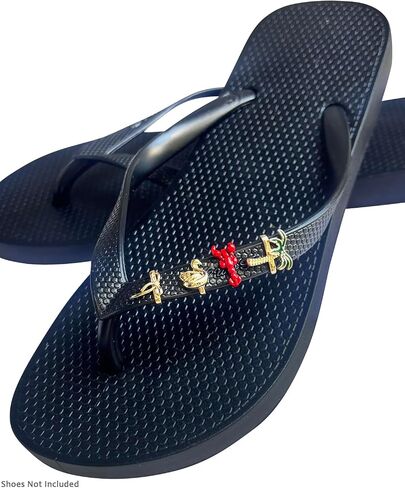 Detachable Charms for Flip Flops Sandals, Gold Plated Shoe Accessories, DIY Flip-Flops Slippers Strap Decoration Charms Kit in Saudi Arabia