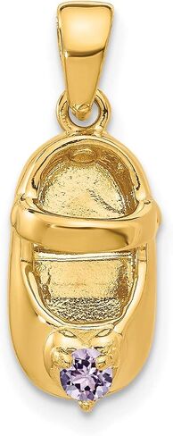 14k Yellow Gold 3-D June Smokey Quartz Baby Shoe Charm 13x7 mm 1.69 gr 19 mm x 7 mm in Kuwait