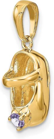 14k Yellow Gold 3-D June Smokey Quartz Baby Shoe Charm 13x7 mm 1.69 gr 19 mm x 7 mm in Kuwait