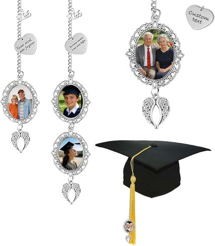 Graduation Tassel Photo Charm, Personalized Memorial Keepsake - Custom Photo Gift for Graduation Cap, Diploma Frame, or Memorial Ceremony - Class of 2026 Graduation Accessories (2 Photo SL) in Saudi Arabia