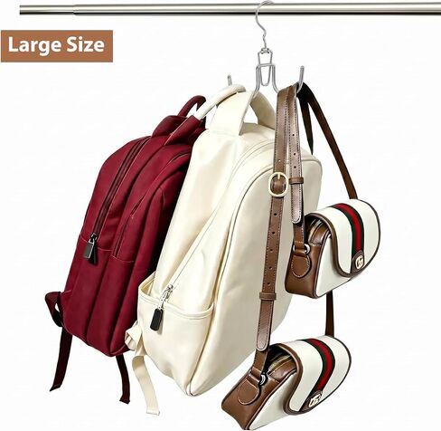 6 Pcs Heavy Duty Purse Organizer for Closet, Stackable Purse Hangers Closet Space Saving with 12 Hanging Metal Purses Hooks Rotatable Handbag Organizer Storage Bag Holder for Backpack Tote Bag in Saudi Arabia