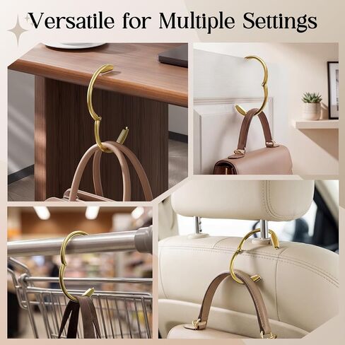 Bathway Purse Hook for Table - Upgraded Snap-On Closure Design Bag Hanger - Heavy Duty Handbag Holder Holds 33 lbs - Portable Desk Hook for Purses, Bags, Backpacks in Restaurant, Office, Car (Gold) in Kuwait