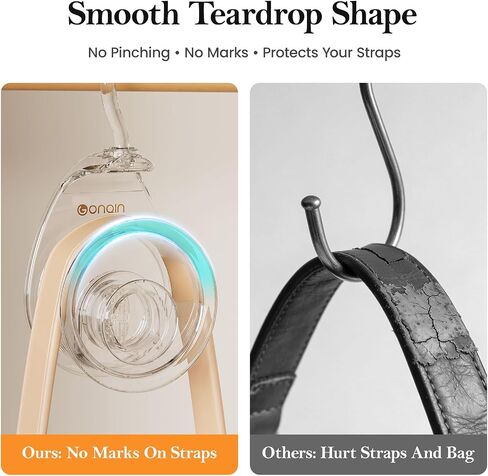 Clear Teardrop Purse Hanger Closet 3 Pieces, Luxury Handbag Hangers 360°Rotating, Extra-Wide Purse Hooks Fits Various Straps, Handbag Bag Purse Organizer for Closet in Saudi Arabia