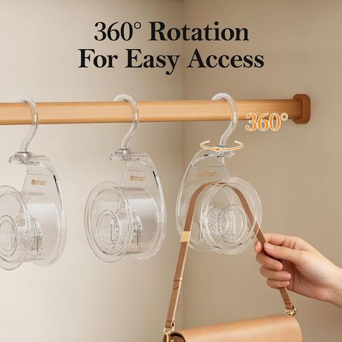 Clear Teardrop Purse Hanger Closet 3 Pieces, Luxury Handbag Hangers 360°Rotating, Extra-Wide Purse Hooks Fits Various Straps, Handbag Bag Purse Organizer for Closet in Saudi Arabia