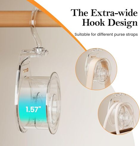 Clear Teardrop Purse Hanger Closet 3 Pieces, Luxury Handbag Hangers 360°Rotating, Extra-Wide Purse Hooks Fits Various Straps, Handbag Bag Purse Organizer for Closet in Saudi Arabia