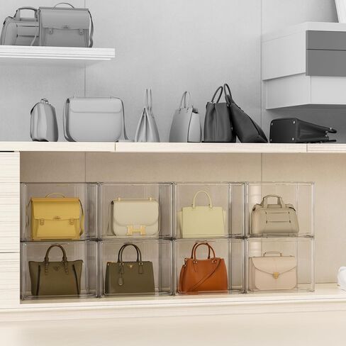 Proarea Purse Organizer for Closet, 5 Pack Clear Acrylic Handbag Storage Boxes with Magnetic Door, Stackable Purse Display Case for Shelves in Saudi Arabia