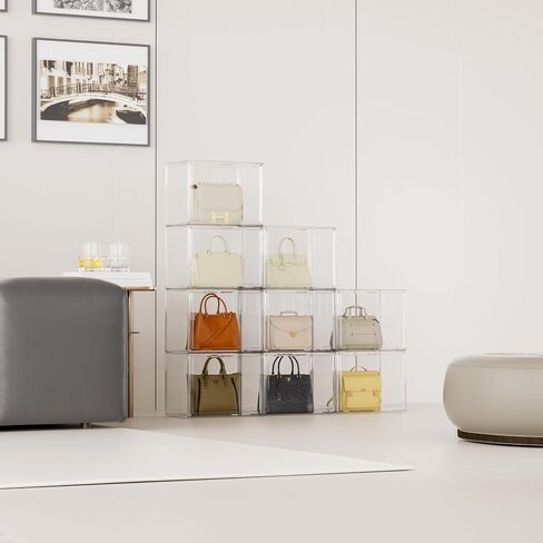 Proarea Purse Organizer for Closet, 5 Pack Clear Acrylic Handbag Storage Boxes with Magnetic Door, Stackable Purse Display Case for Shelves in Saudi Arabia