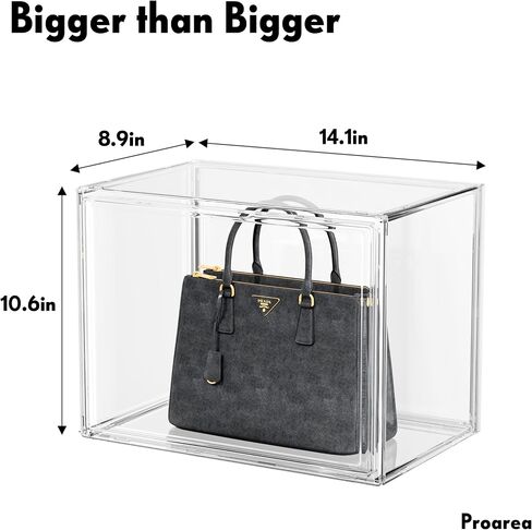 Proarea Purse Organizer for Closet, 5 Pack Clear Acrylic Handbag Storage Boxes with Magnetic Door, Stackable Purse Display Case for Shelves in Saudi Arabia