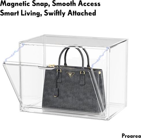 Proarea Purse Organizer for Closet, 5 Pack Clear Acrylic Handbag Storage Boxes with Magnetic Door, Stackable Purse Display Case for Shelves in Saudi Arabia
