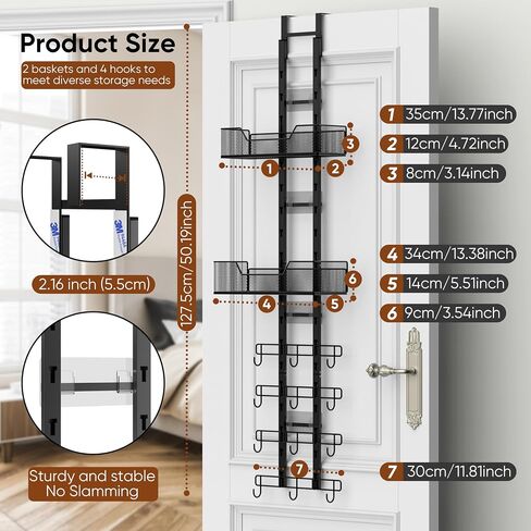 Purse Organizer, Bag Organizer for Closet Door, Over The Door Hanging Handbag Storage Rack with Adjustable 12 Metal Hooks & 2 Baskets, Foldable, No Tools Installation in Saudi Arabia
