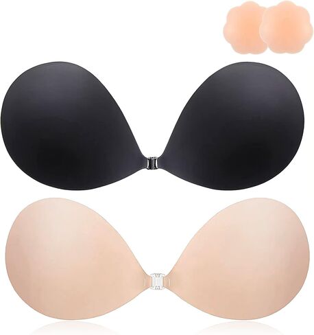 MINIYA 2026 Push Up Sticky Bra, 2 Pack Reusable Ultra Adhesive Invisible Backless Strapless Bra with Nipple Covers in Saudi Arabia